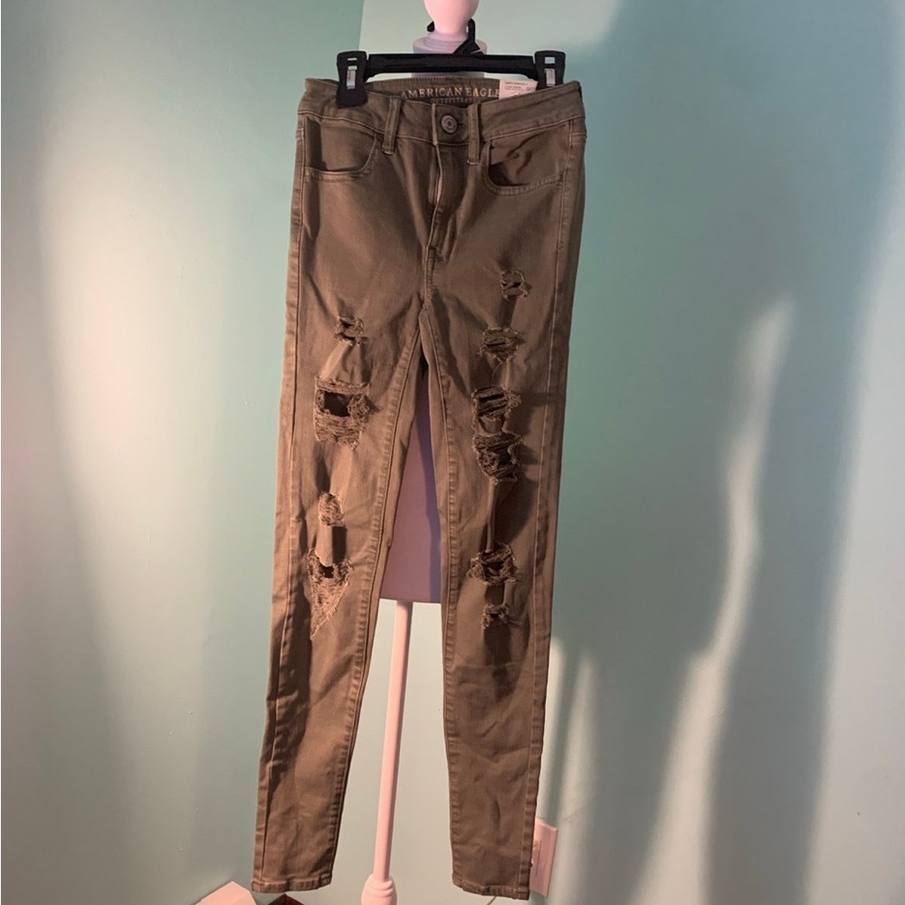 American Eagle Olive Distressed Jeans